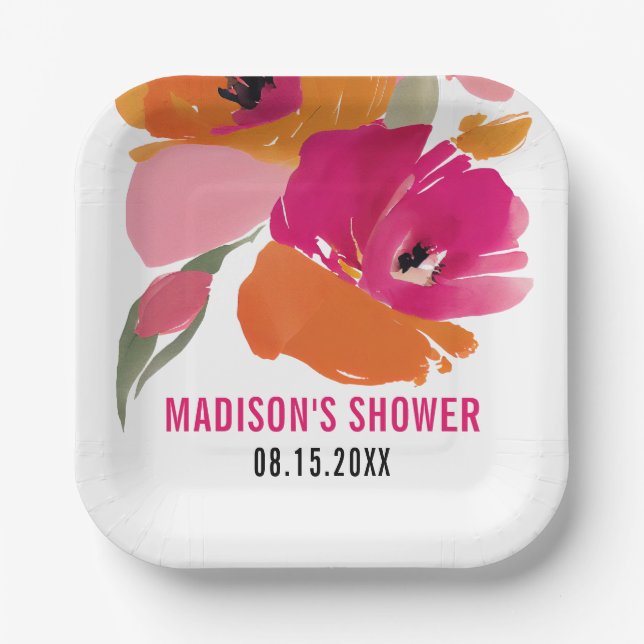 Abstract Floral Customisable Paper Plates (Front)