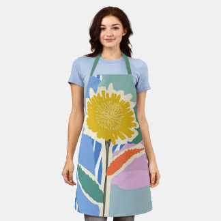Abstract Floral Dandelion Color Blocks Modern  Apron