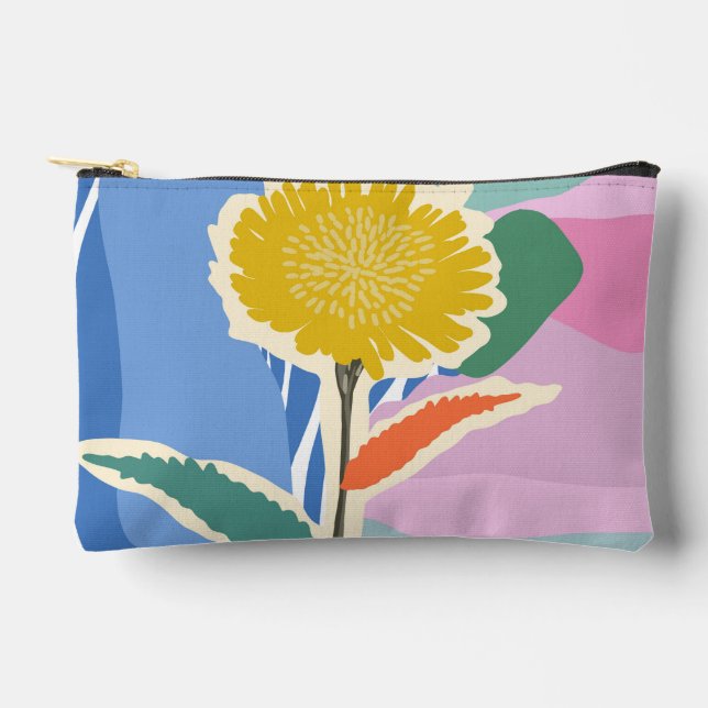 Abstract Floral Dandelion Colour Blocks Modern  Accessory Pouch (Front)