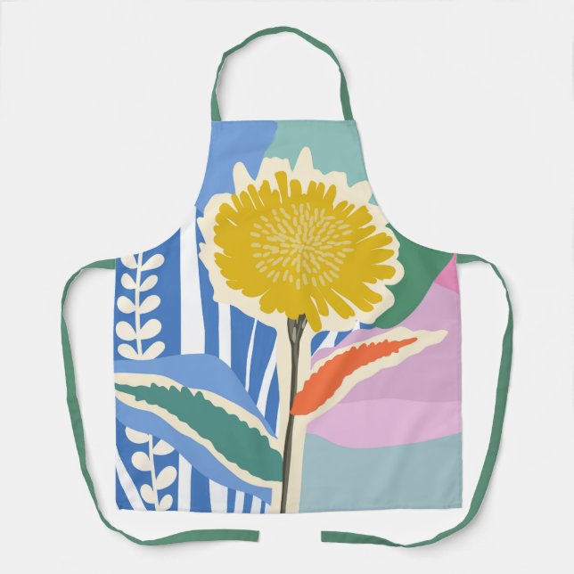 Abstract Floral Dandelion Colour Blocks Modern  Apron (Front)