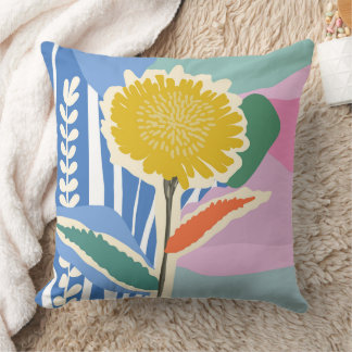 Abstract Floral Dandelion Colour Blocks Modern  Cushion