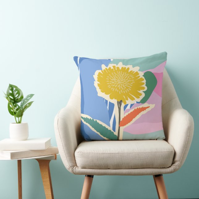 Abstract Floral Dandelion Colour Blocks Modern  Cushion (Chair)