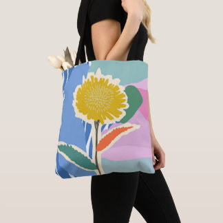 Abstract Floral Dandelion Colour Blocks Modern  Tote Bag