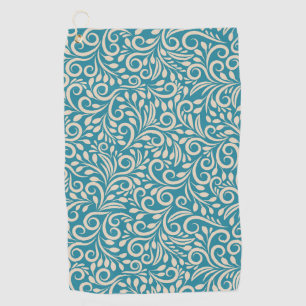 Abstract floral dark cyan pattern golf towel