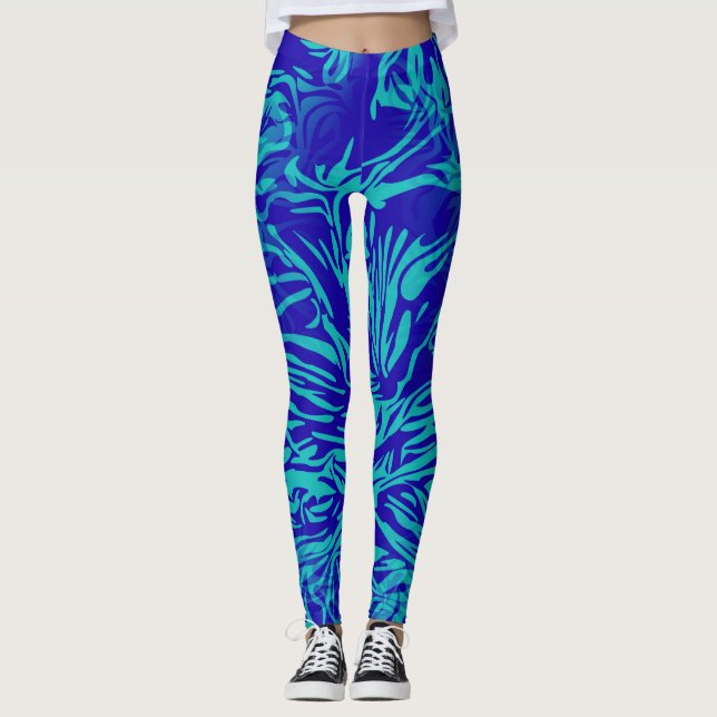 Abstract Floral Design Fashion Leggings (Front)