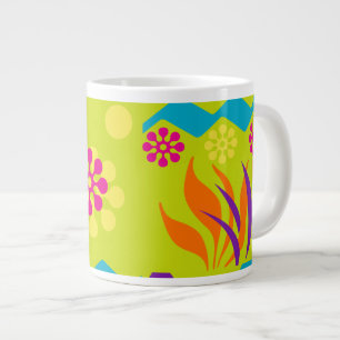 Abstract floral design jumbo coffee mug