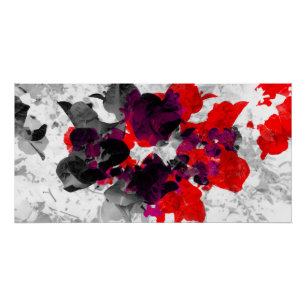 Abstract floral design - red and purple over white poster