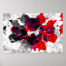 Abstract floral design - red and purple over white
