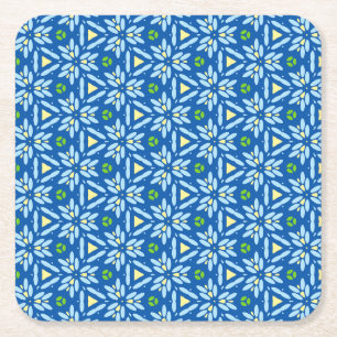 Abstract Floral Design Square Paper Coaster