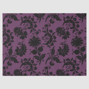 Abstract Floral Designs on Purple Decoupage Tissue Paper
