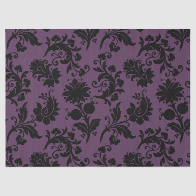 Abstract Floral Designs on Purple Decoupage Tissue Paper (Front)