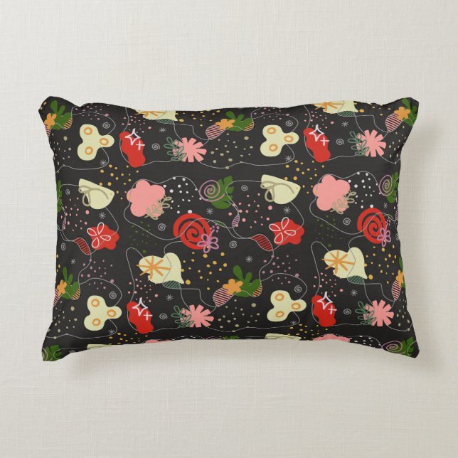 Abstract Floral Doodle Decorative Cushion (Front)