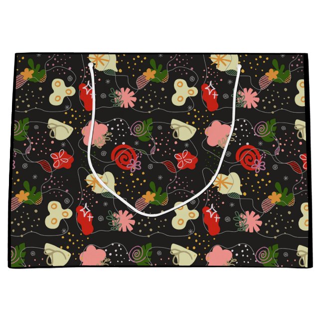 Abstract Floral Doodle Large Gift Bag (Front)