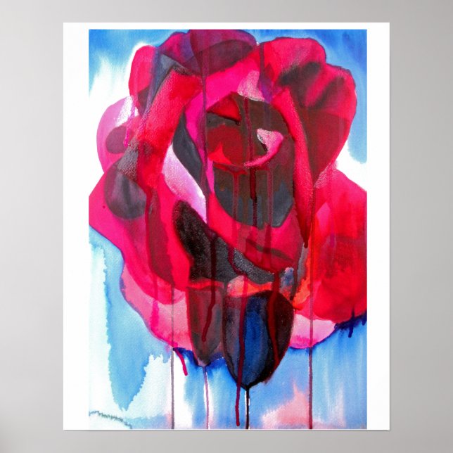 Abstract floral Etoile de Holland Rose art Poster (Front)