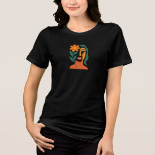 Abstract Floral Face Art T‑Shirt Modern Minimali Tri-Blend Shirt