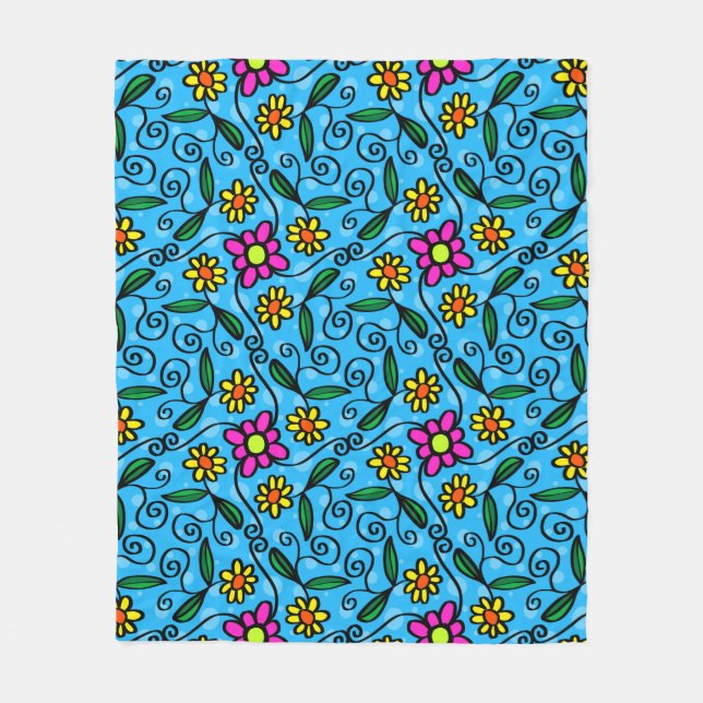 Abstract Floral Fleece Blanket (Front)
