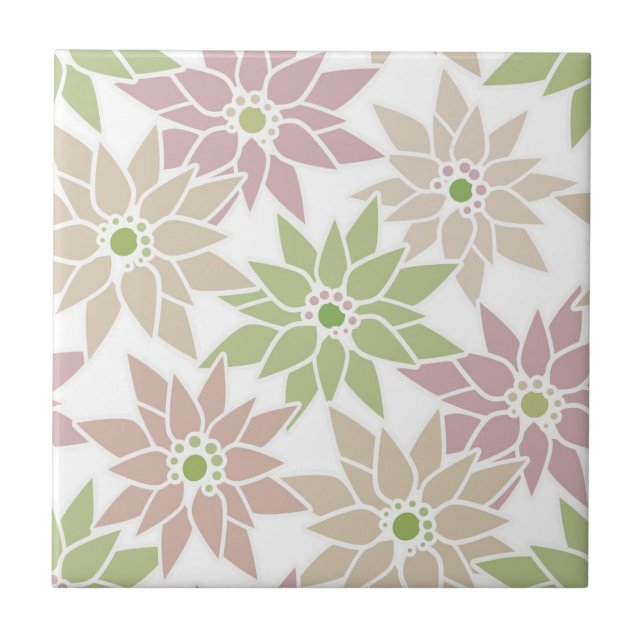 Abstract floral flowers romantic pattern cartoon r tile (Front)