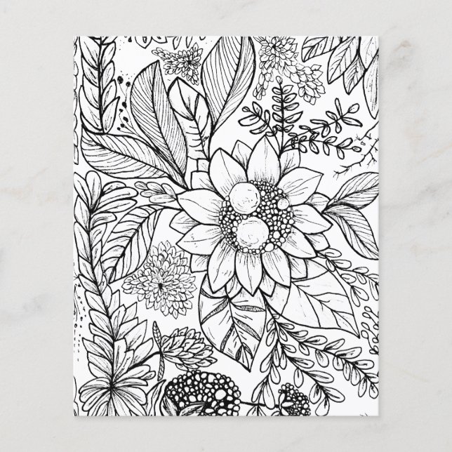 Abstract Floral Garden Design colouring In page (Front)