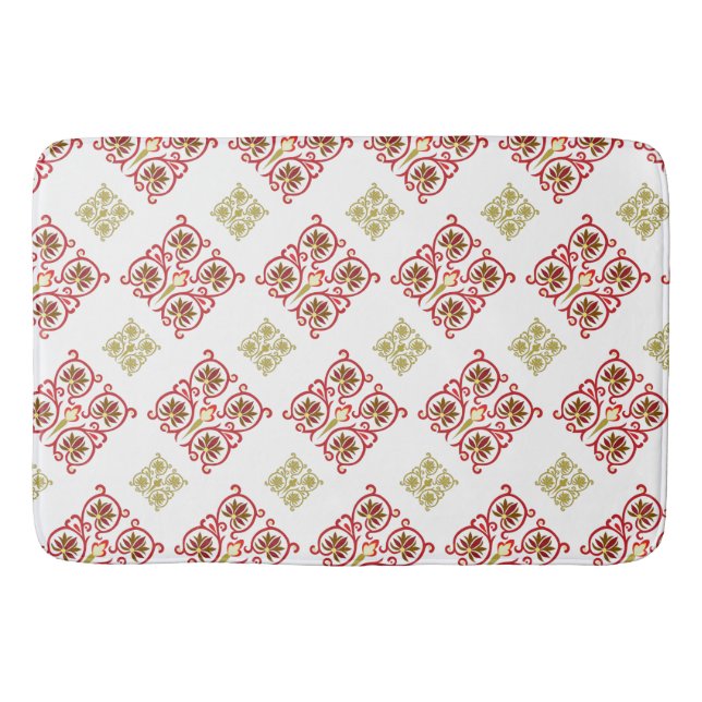 Abstract Floral Geometric Pattern  Bath Mat (Front)