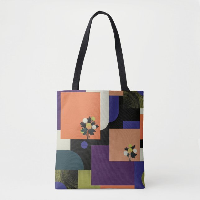 Abstract Floral Geometry Art Tote Bag (Front)