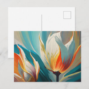 Abstract Floral Glow in Teal and Orange Postcard