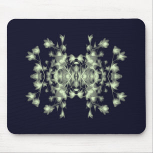 Abstract Floral Graphic Pattern Blue and Green Mouse Mat