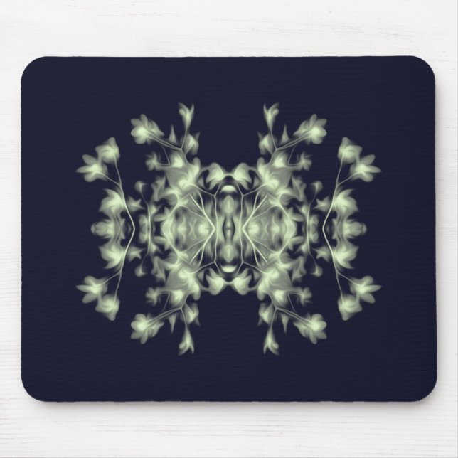 Abstract Floral Graphic Pattern Blue and Green Mouse Mat (Front)