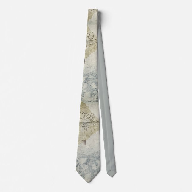Abstract Floral Grunge Muted Colours Neck Tie (Front)