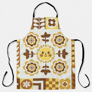 Abstract floral hand drawn. Scandinavian and folk Apron