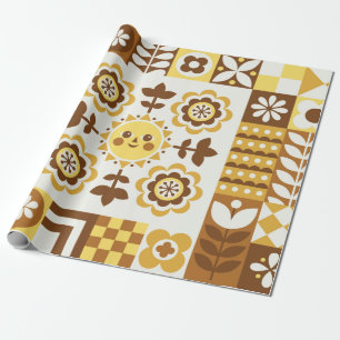 Abstract floral hand drawn. Scandinavian and folk Wrapping Paper