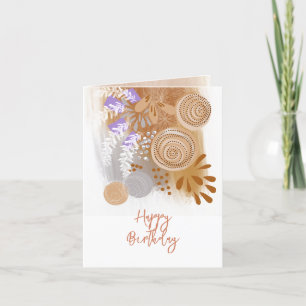 Abstract Floral Happy Birthday Greeting Card