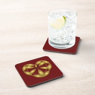 Abstract Floral Heart Coaster