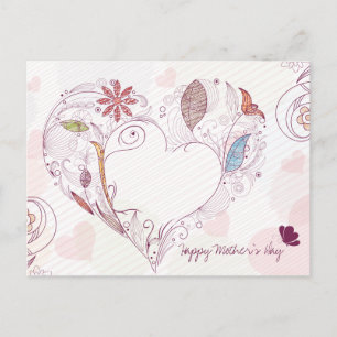 Abstract floral heart happy mother's day postcard