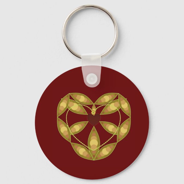 Abstract Floral Heart Key Ring (Front)