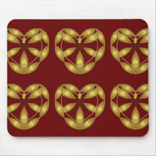 Abstract Floral Heart Mouse Mat