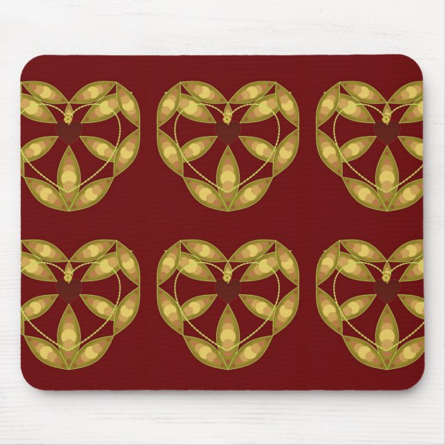 Abstract Floral Heart Mouse Mat (Front)