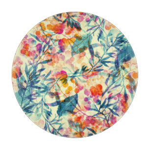 Abstract floral: herbs, flowers pattern. cutting board