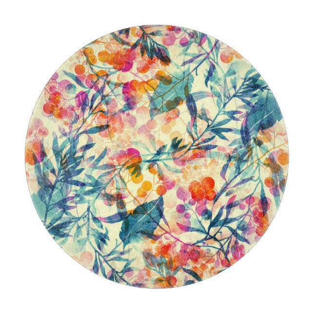 Abstract floral: herbs, flowers pattern. cutting board (Front)