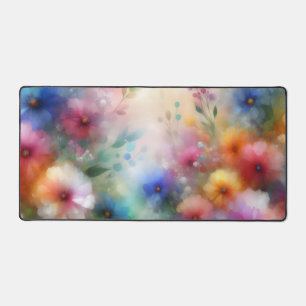 Abstract Floral in Watercolor Style Desk Mat