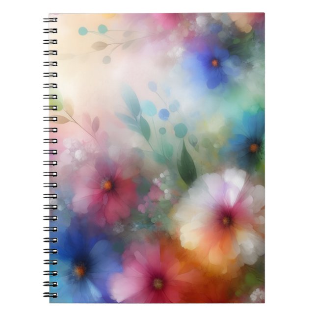 Abstract Floral in Watercolor Style Notebook (Front)