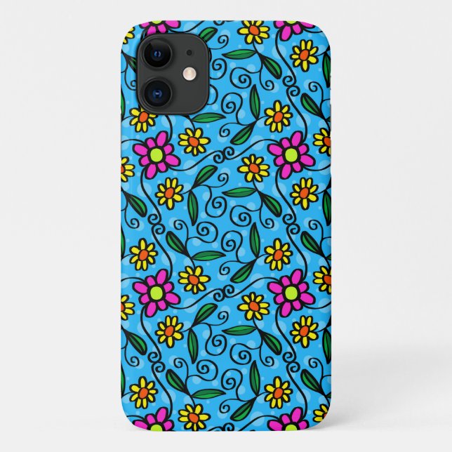 Abstract Floral iPhone 11 Case (Back)