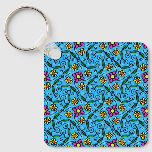 Abstract Floral Keychain (Front)