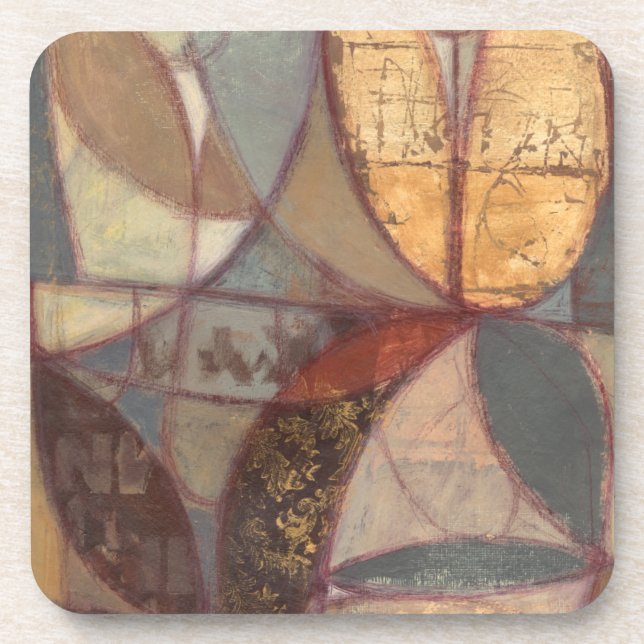 Abstract Floral Leaf Painting by Norman Wyatt Coaster (Front)