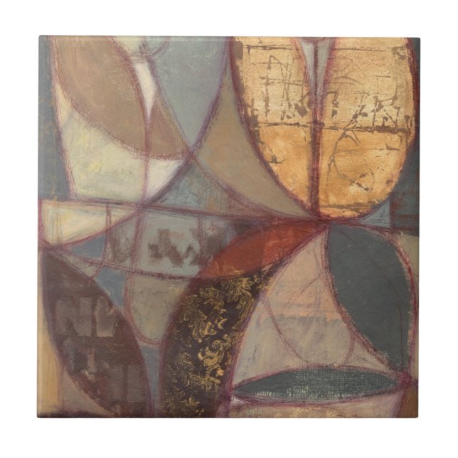 Abstract Floral Leaf Painting by Norman Wyatt Tile (Front)