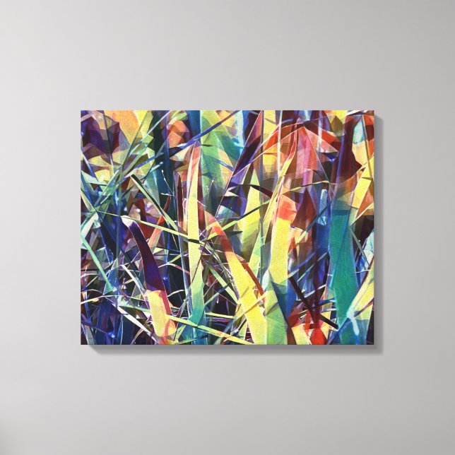 Abstract Floral Leaves Colourful Canvas Art Print (Front)
