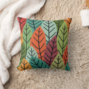 Abstract Floral Leaves colourful Pattern Cushion