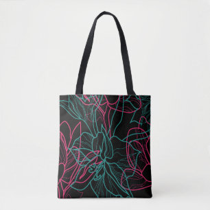 Abstract Floral Line Art Pattern Design Tote Bag
