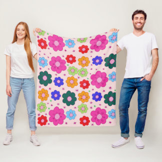 Abstract Floral Mandala Pattern Design red  Fleece Blanket