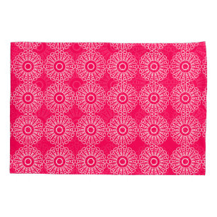 Abstract Floral Mandala Pattern Design red  Pillowcase