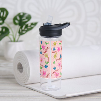 Abstract Floral Mandala Pattern Design red Water Bottle